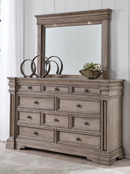 Blairhurst King Panel Bed with Mirrored Dresser, Chest and 2 Nightstands