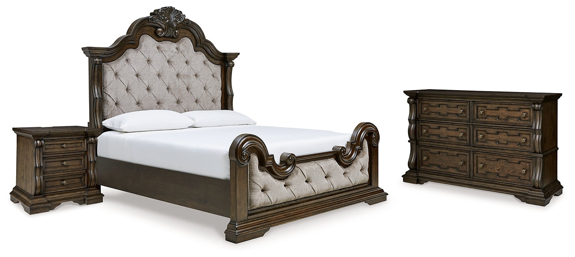 Maylee King Upholstered Bed with Dresser and Nightstand