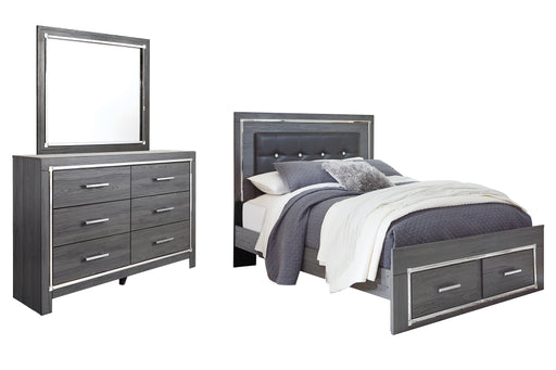 Lodanna Queen Panel Bed with 2 Storage Drawers with Mirrored Dresser (8027060175165)