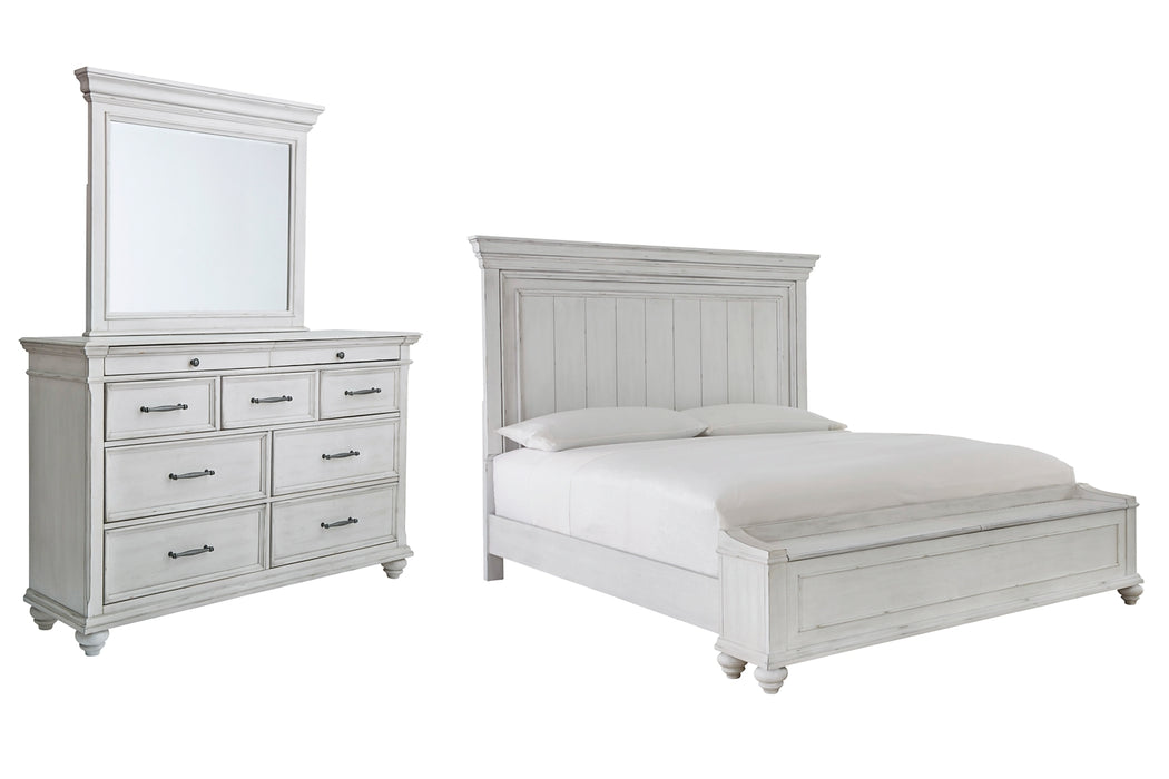 Kanwyn King Panel Bed with Storage with Mirrored Dresser