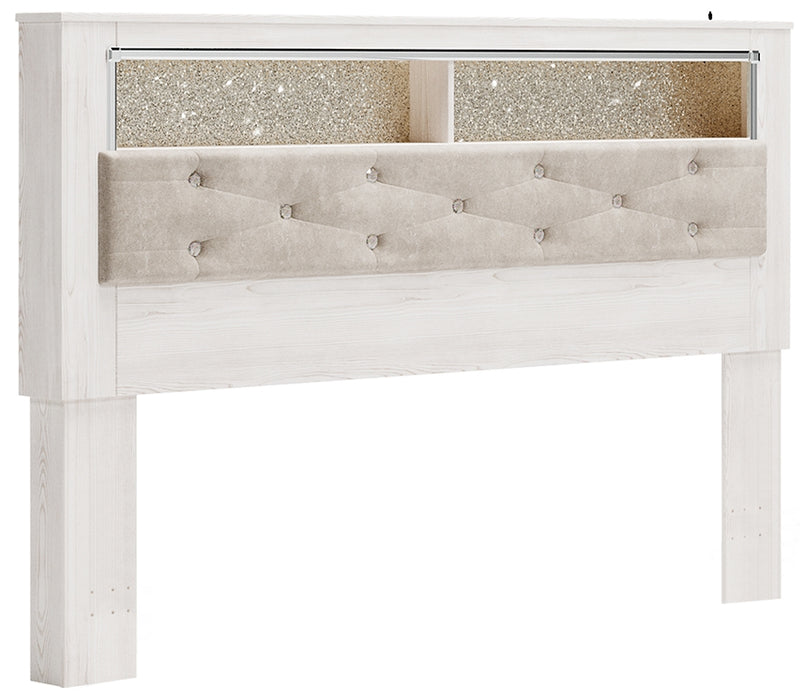 Altyra King Bookcase Headboard with Mirrored Dresser, Chest and 2 Nightstands