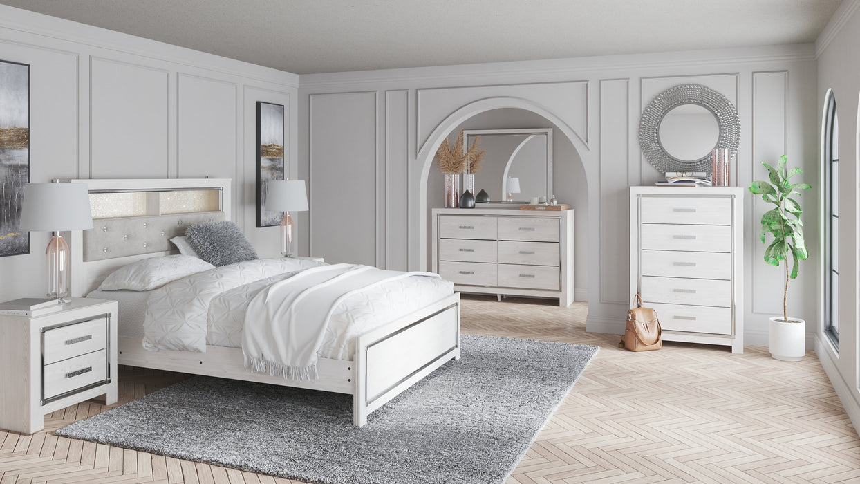 Altyra Queen Bookcase Headboard with Mirrored Dresser and Chest