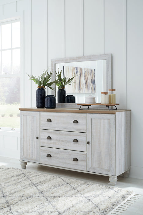 Haven Bay Queen Panel Bed with Mirrored Dresser, Chest and Nightstand