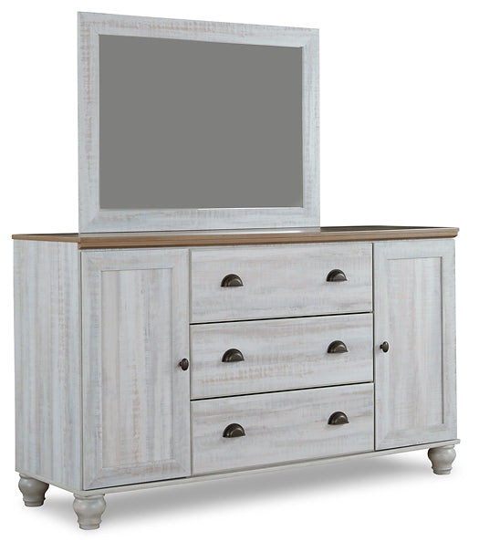 Haven Bay Queen Panel Storage Bed with Mirrored Dresser, Chest and Nightstand