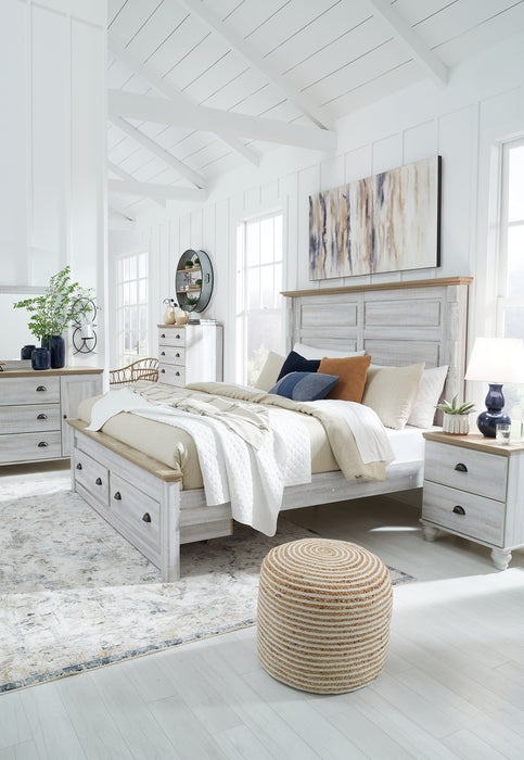 Haven Bay King Panel Storage Bed with Mirrored Dresser, Chest and Nightstand