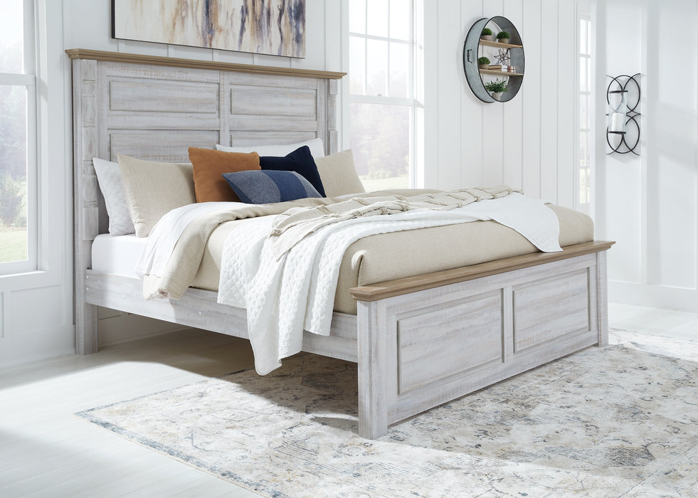 Haven Bay King Panel Bed with Mirrored Dresser, Chest and Nightstand