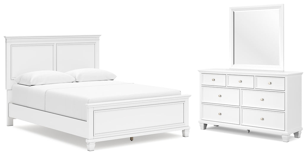 Fortman Queen Panel Bed with Mirrored Dresser