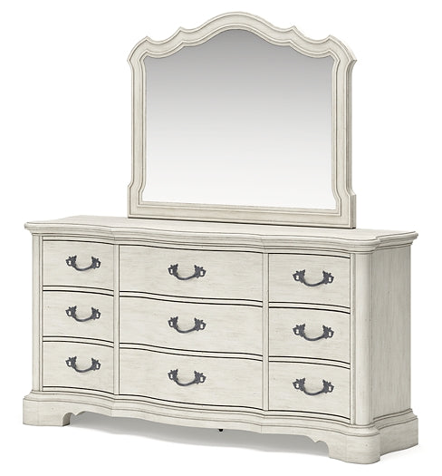 Arlendyne California King Upholstered Bed with Mirrored Dresser, Chest and 2 Nightstands