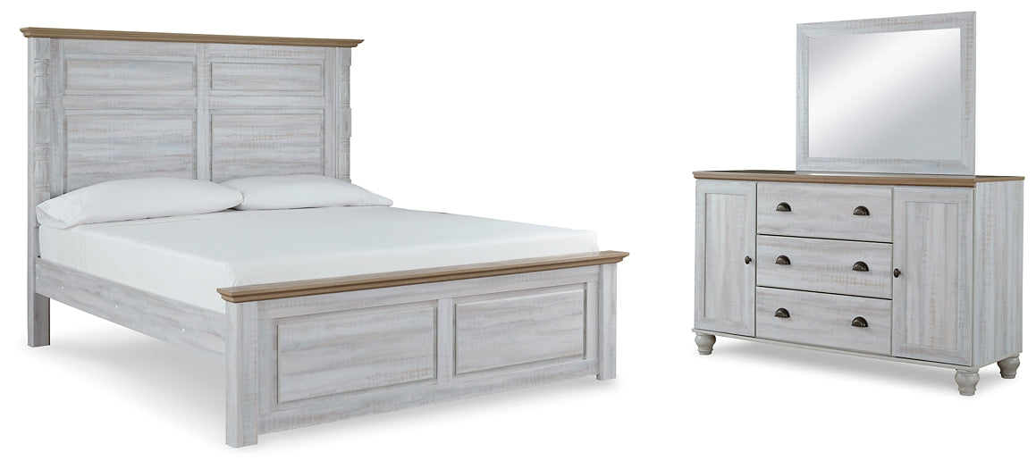 Haven Bay King Panel Bed with Mirrored Dresser