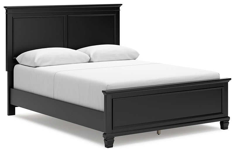 Lanolee Queen Panel Bed with Mirrored Dresser, Chest and Nightstand